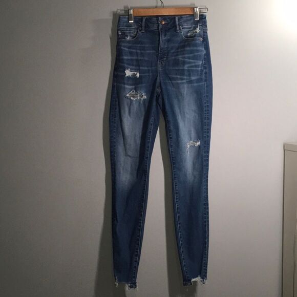 American Eagle jeans women's size 2 long 2L blue curvy super hi-rise jeg… - Picture 4 of 16